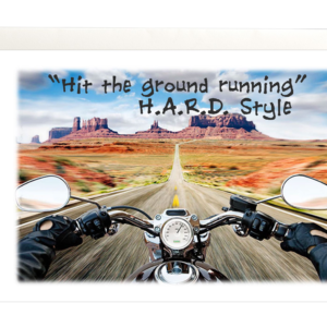 Hit the Ground Running biker riding in desert