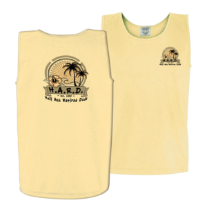 half ass retired dude men's tank top butter yellow with buoy image