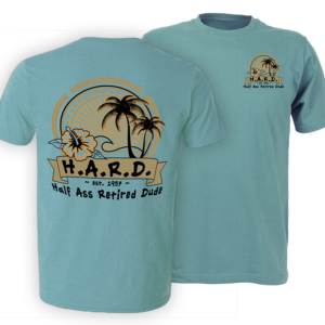 Chillin Palm Sea Foam green t-shirt with image of palm trees and flowers