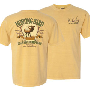 hunting elk image half ass retired dude mustard colored men's t-shirt