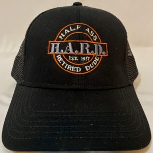 half ass retired dude black baseball snap back hat